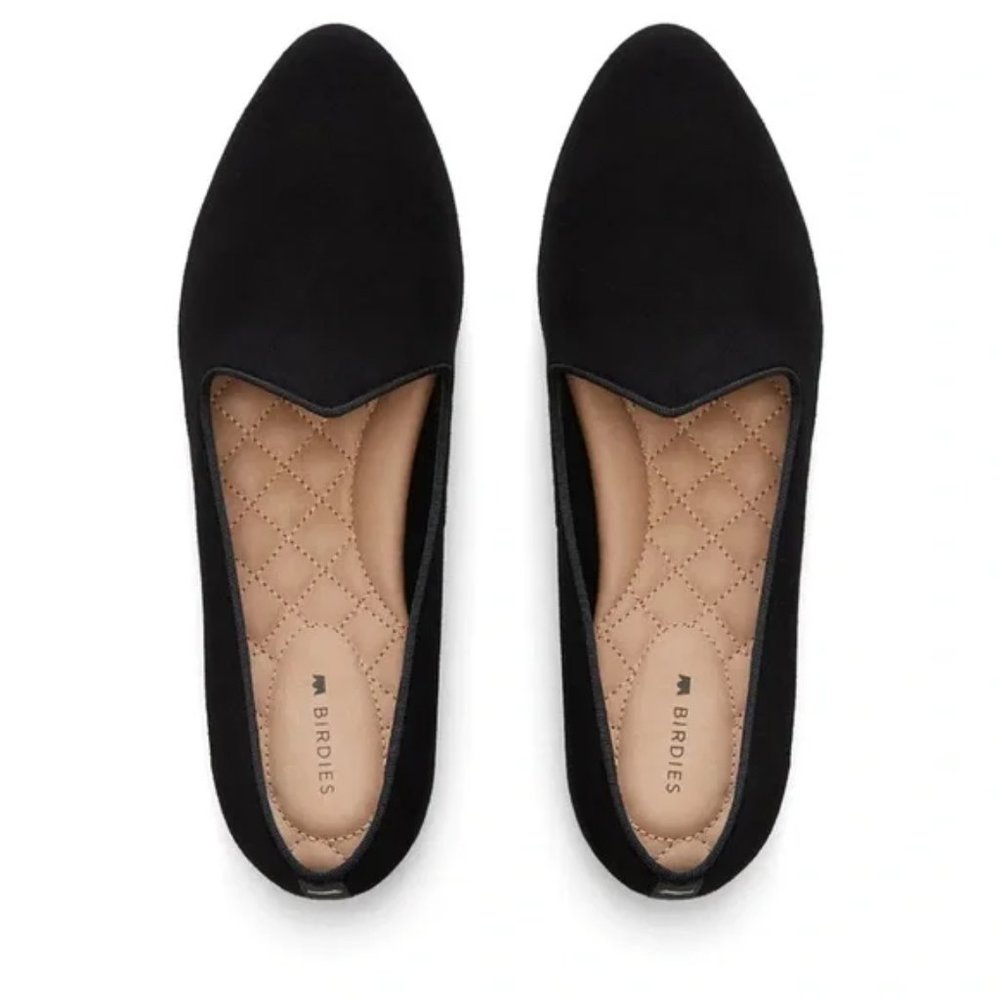 ❌SOLD❌ BIRDIES The Heron Black Velvet Suede Smoking Slipper Flat Slip On 11 - Picture 8 of 9